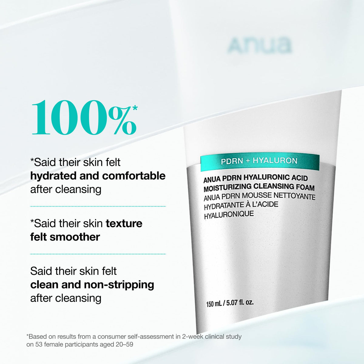 ANUA PDRN Cleansing Foam with skincare routine products