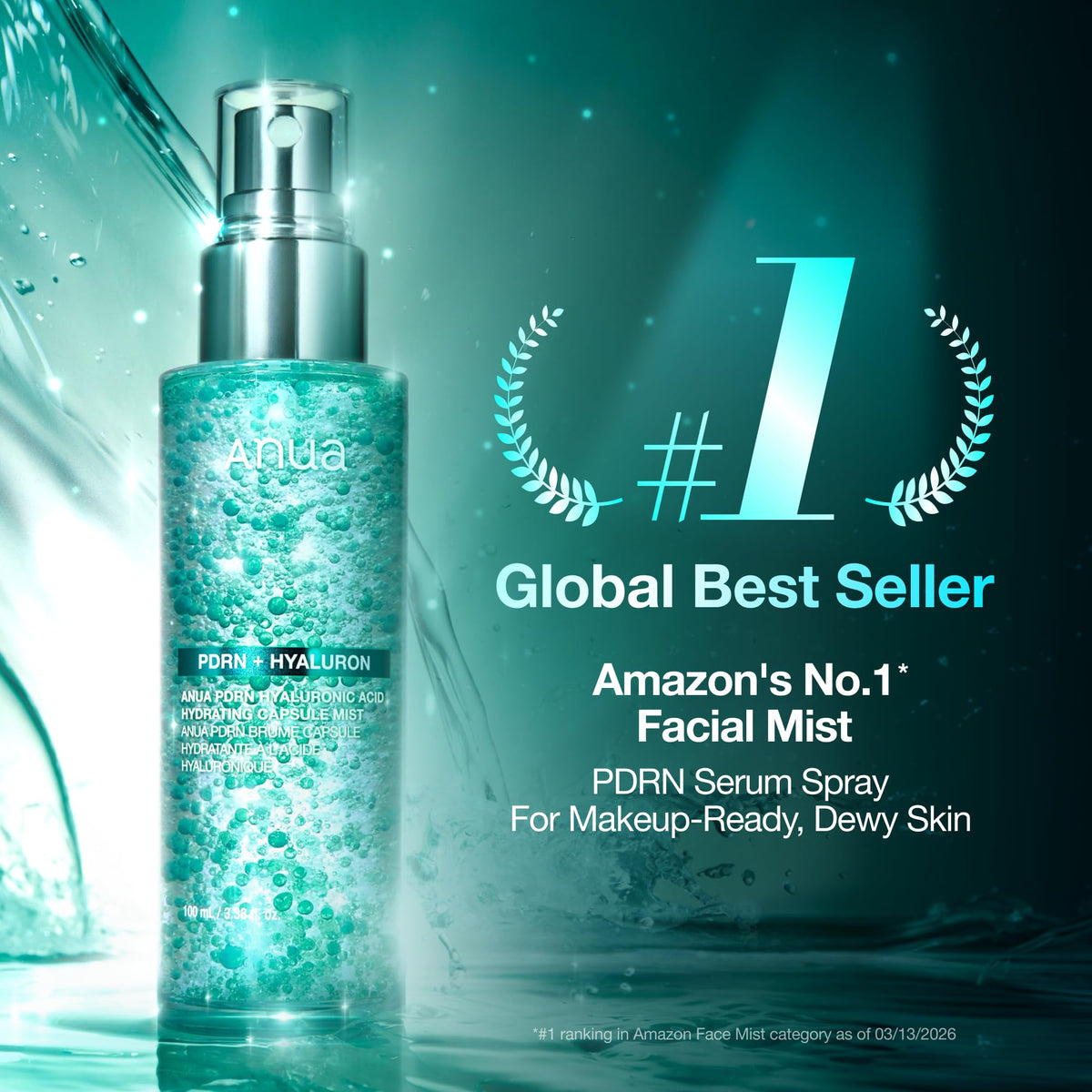 ANUA PDRN Collagen Glow Facial Serum Spray mist application