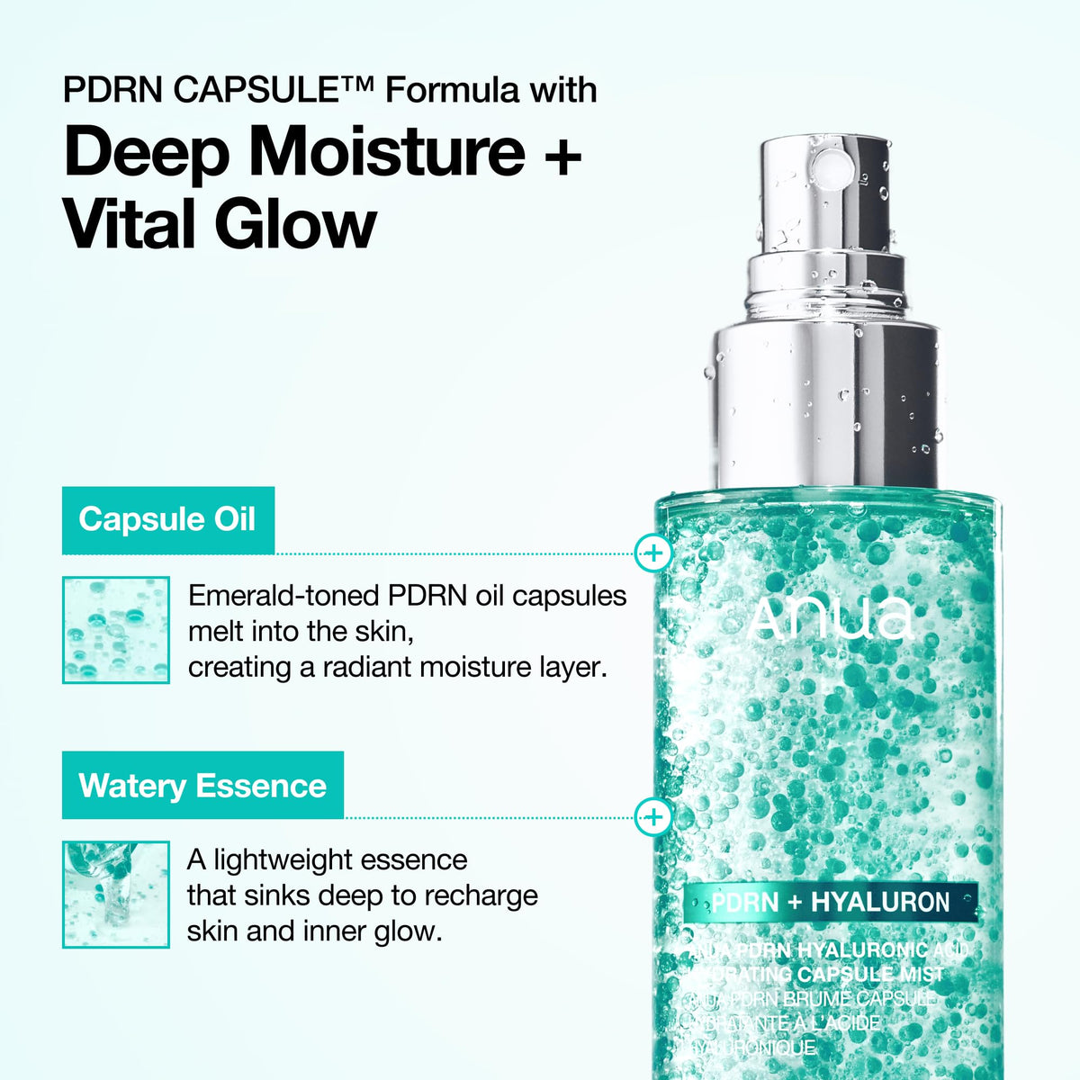 ANUA PDRN Collagen Glow Facial Serum Spray on a skincare shelf