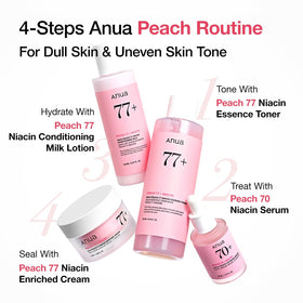 ANUA Peach 70 Niacinamide Serum with peach fruit