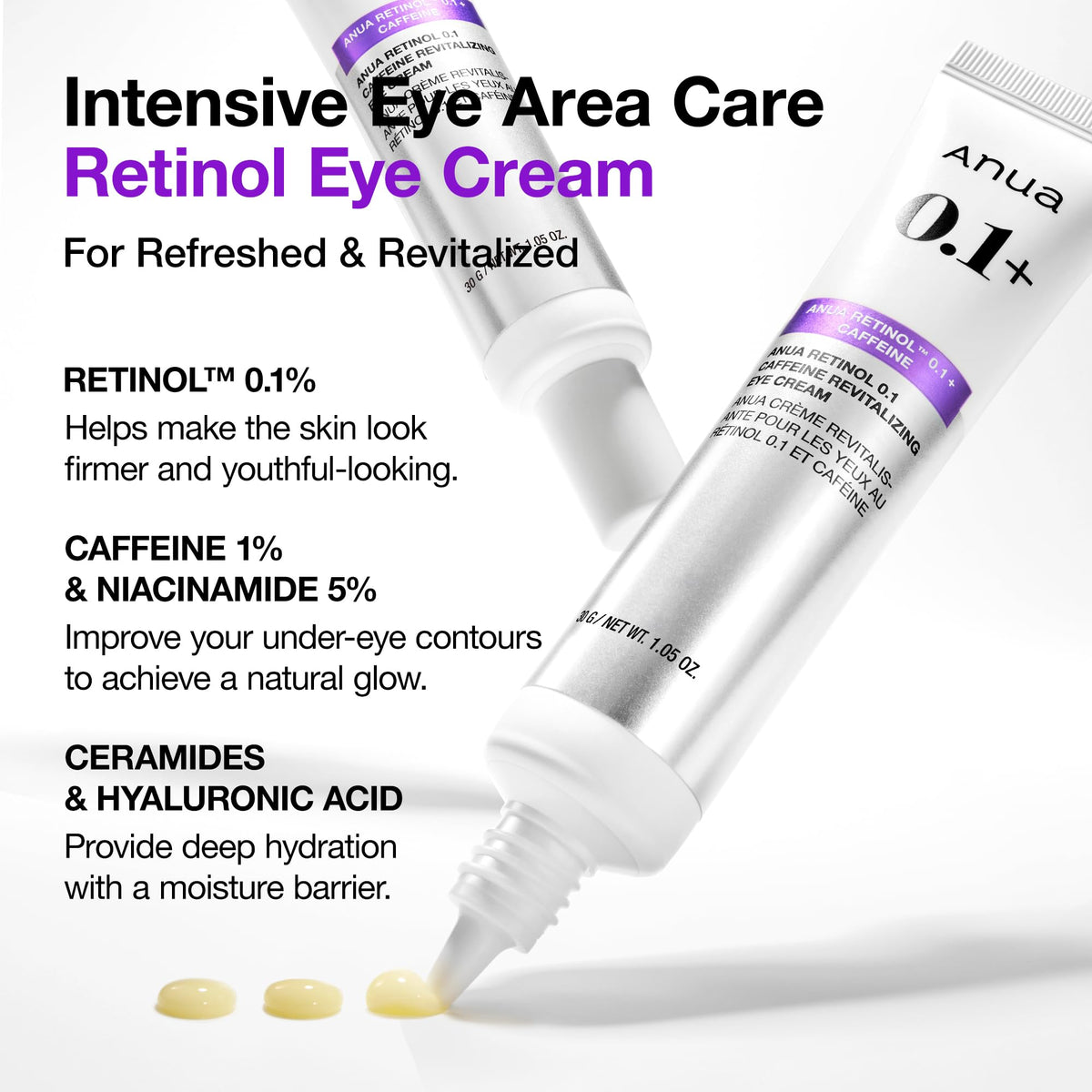 ANUA Retinol eye cream application on skin