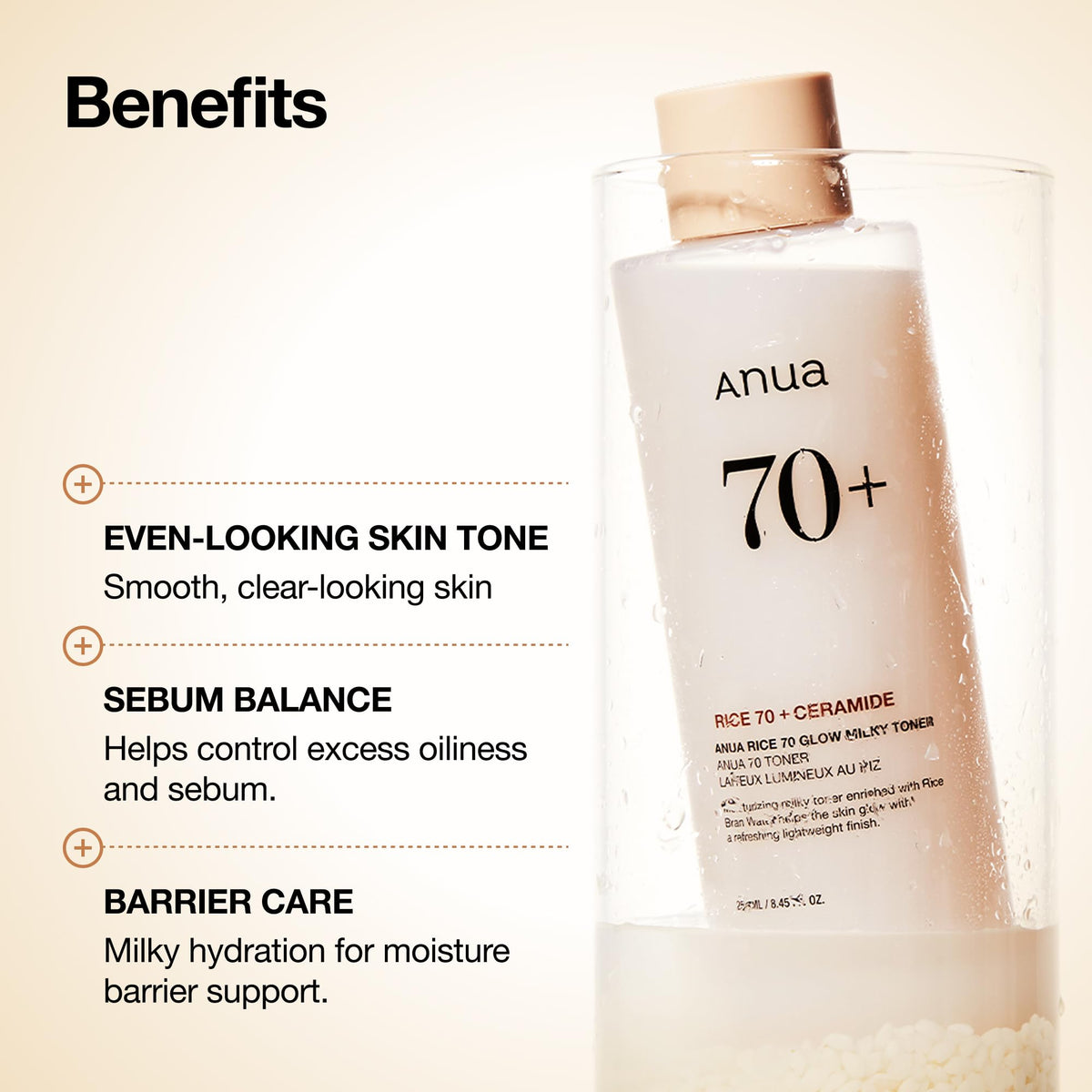 ANUA Rice 70 Glow Milky Toner texture on skin