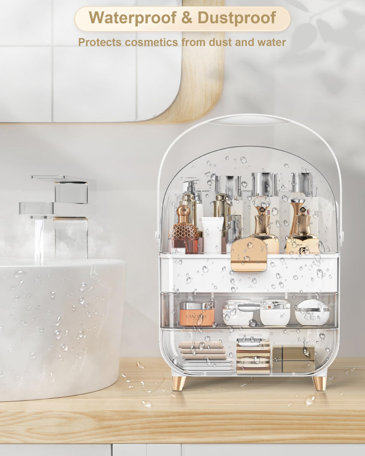 Anylady Makeup Organizer close-up of the durable handle