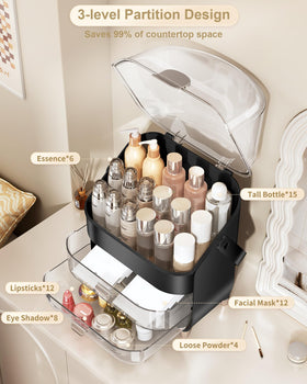 Anylady Makeup Organizer side view with skincare bottles