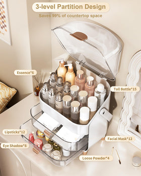 Anylady Makeup Organizer top view displaying skincare products