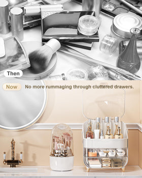 Anylady Makeup Organizer transparent top view with contents visible