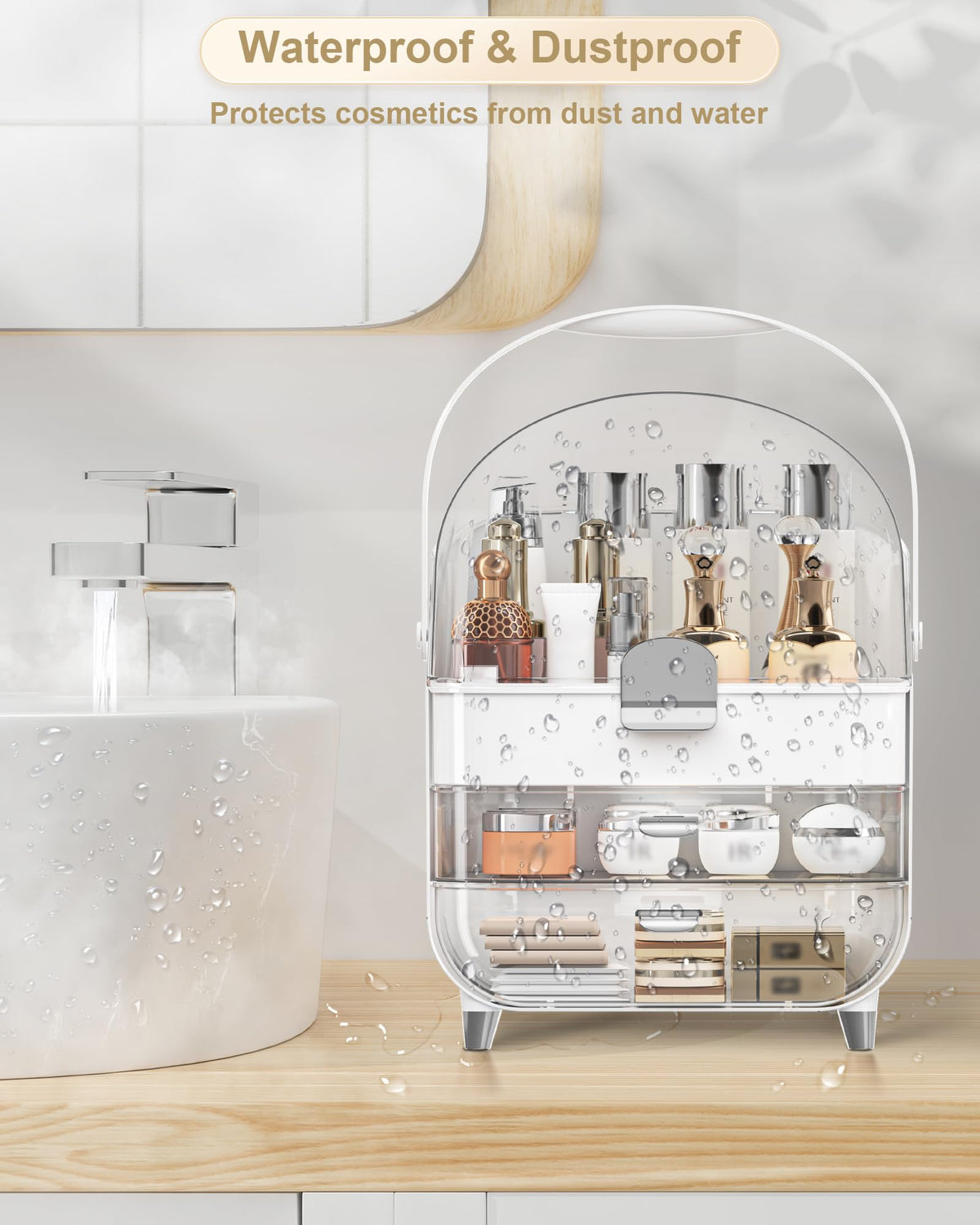 Anylady Makeup Organizer with lipsticks and brushes in view