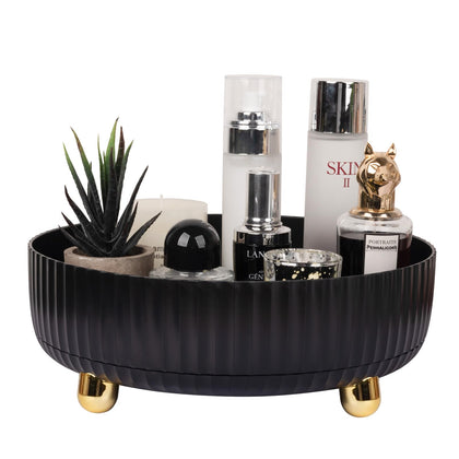 Anyoifax 360 Rotating Makeup Perfume Organizer black front view