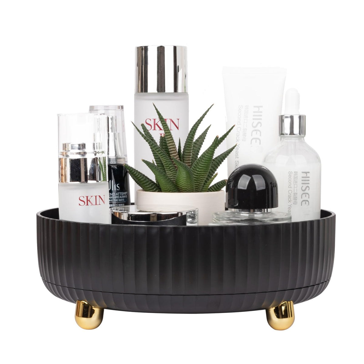 Anyoifax 360 Rotating Makeup Perfume Organizer black model front view