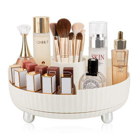 Anyoifax 360 Rotating Makeup Perfume Organizer front view in beige
