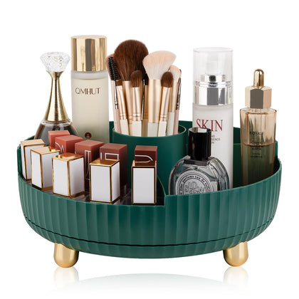 Anyoifax 360 Rotating Makeup Perfume Organizer front view in teal green