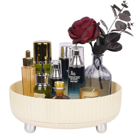 Anyoifax 360 Rotating Makeup Perfume Organizer large beige front view