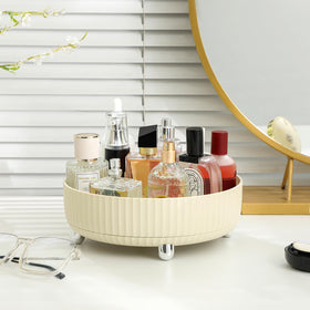 Anyoifax 360 Rotating Makeup Perfume Organizer large beige side view
