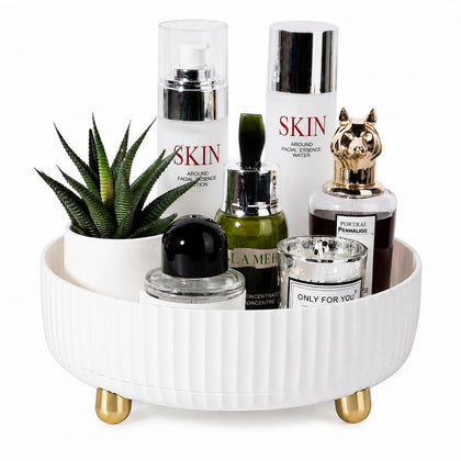 Anyoifax 360 Rotating Makeup Perfume Organizer small ivory white front view