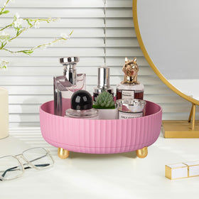 Anyoifax 360 Rotating Makeup Perfume Organizer small pink top view