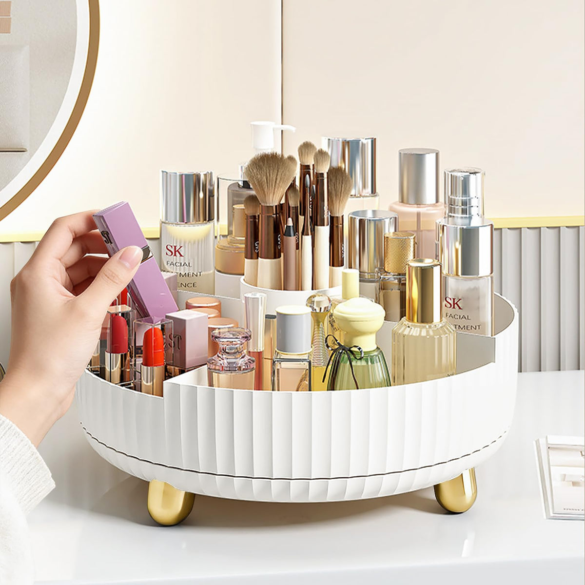 Anyoifax rotating organizer with cosmetics displayed