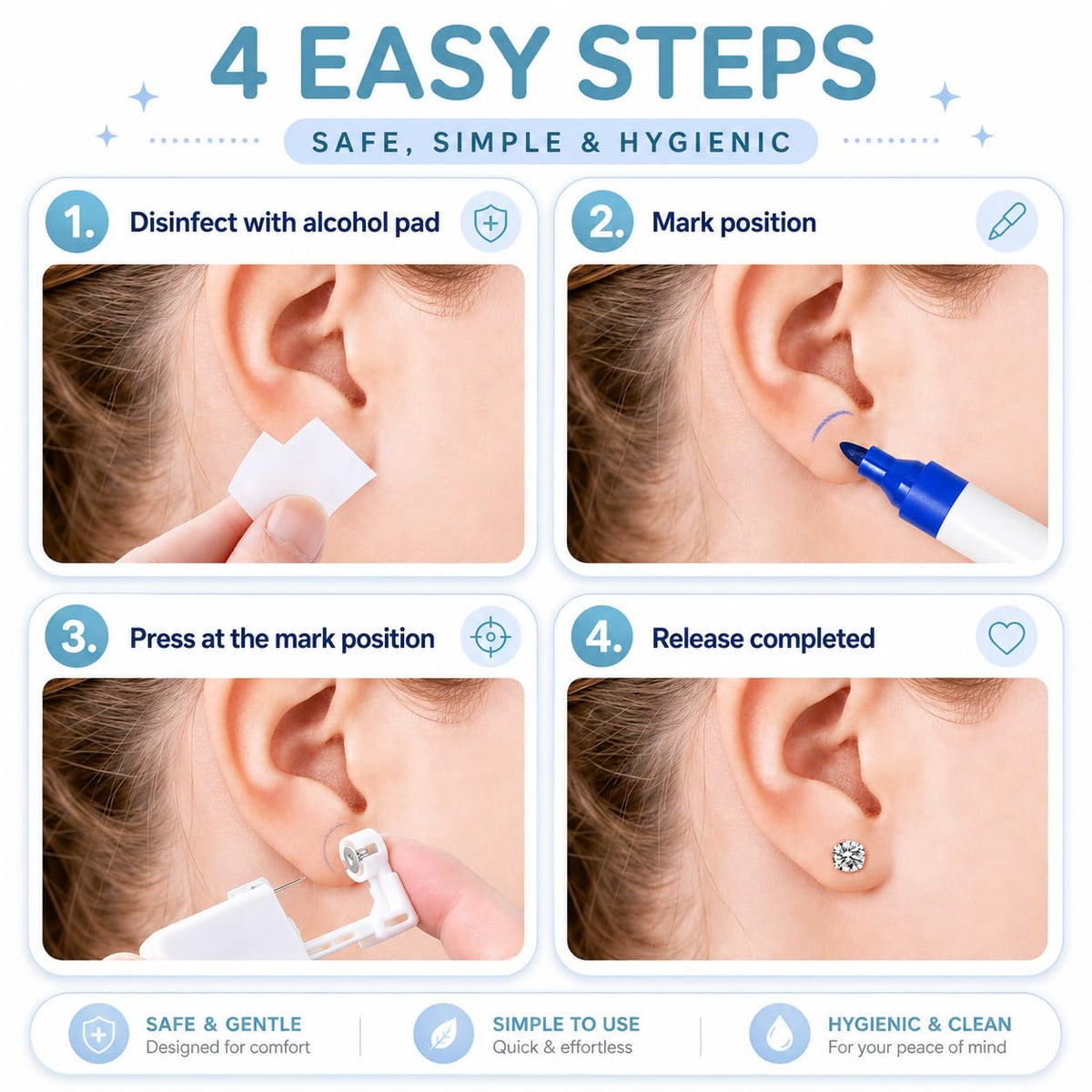 Anzero Ear Piercing Kit side view showing packaging