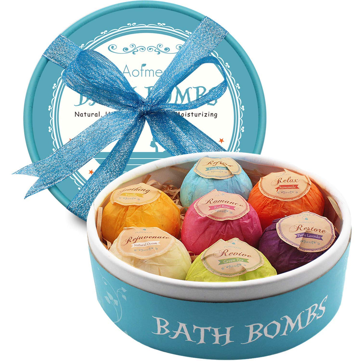 Aofmee Bath Bombs Gift Set with 7 colourful fizzies