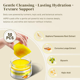 AOPO Kojic Acid and Turmeric Cleansing Pads in use