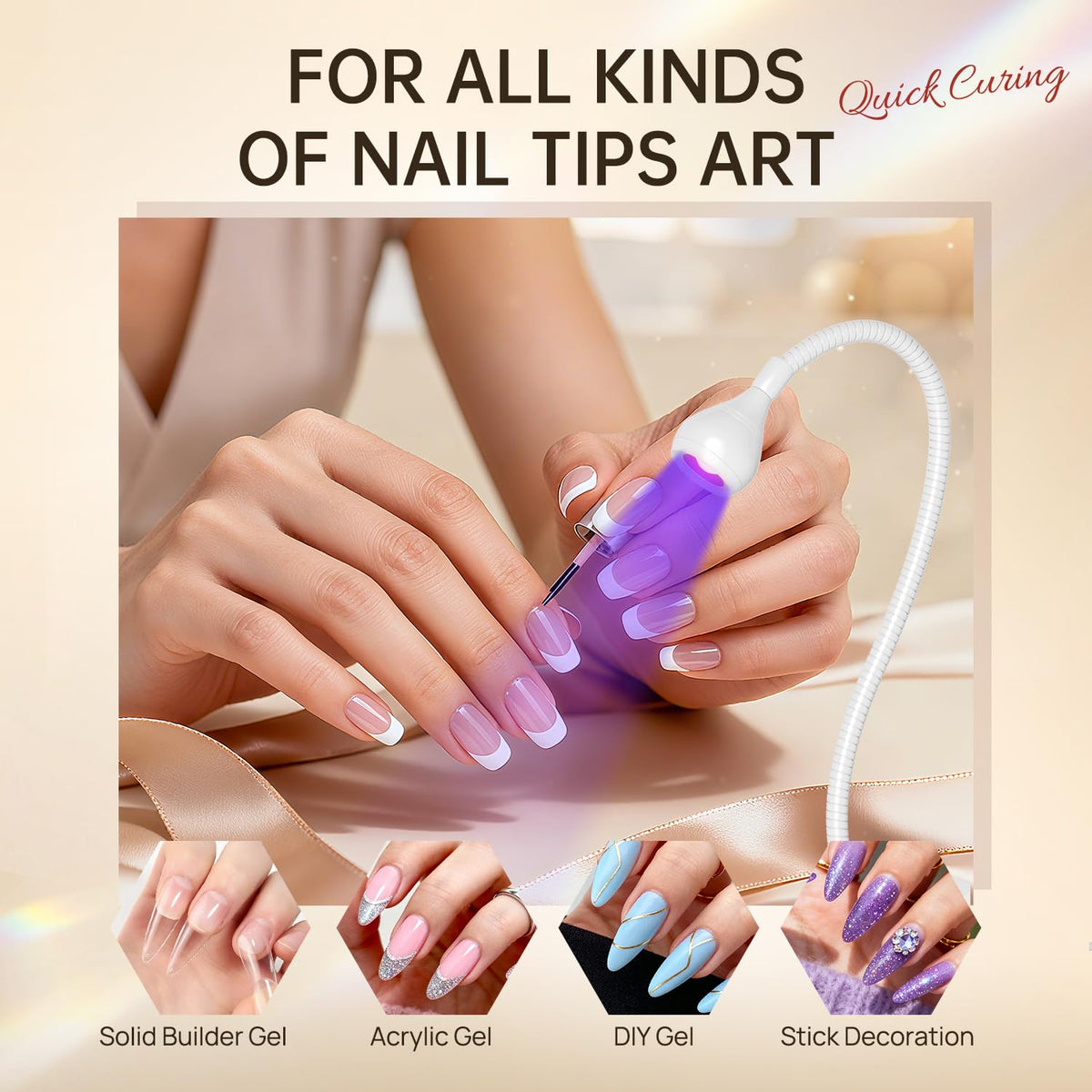 AORAEM LED Nail Lamp showing brightness adjustment