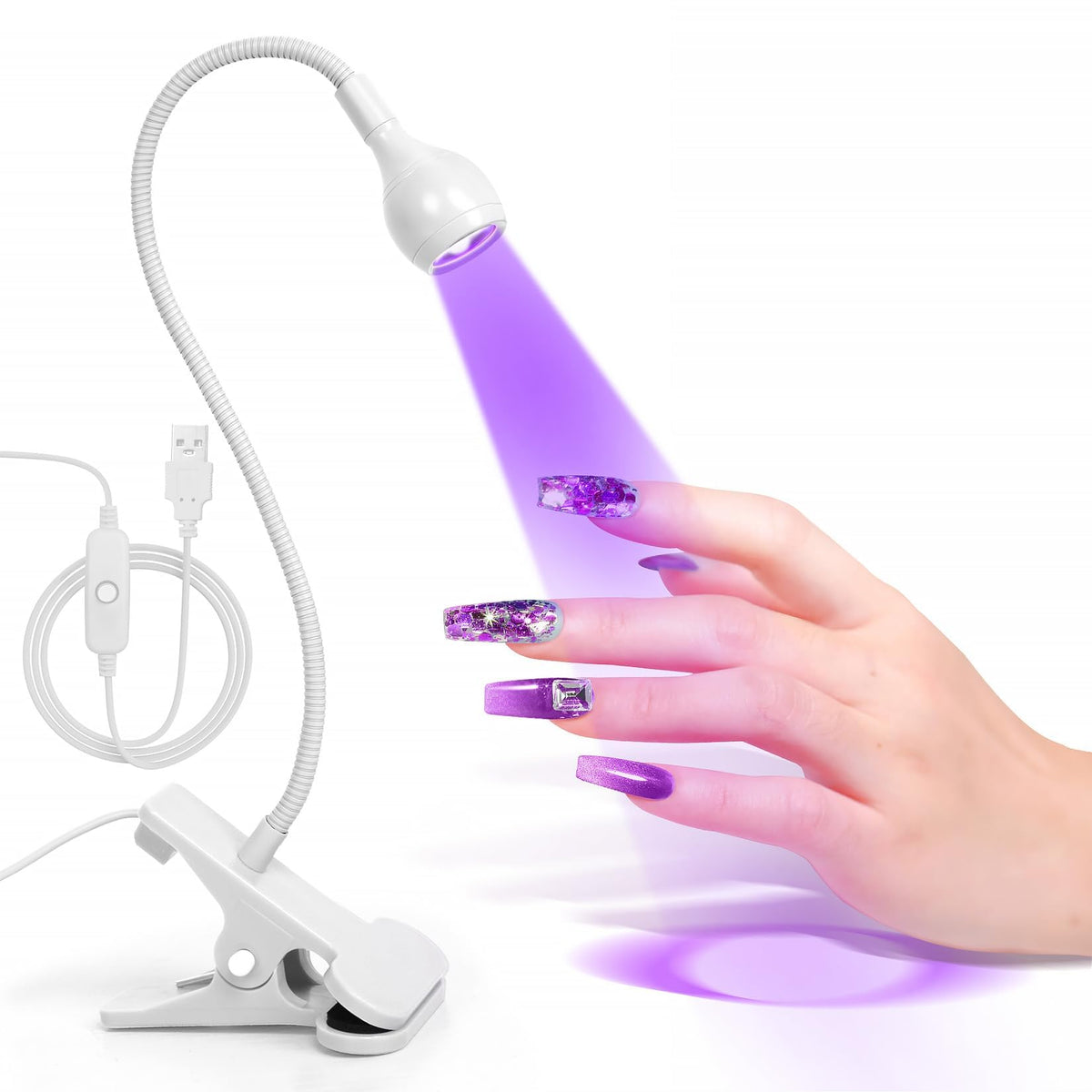 AORAEM LED Nail Lamp with gooseneck design and USB power