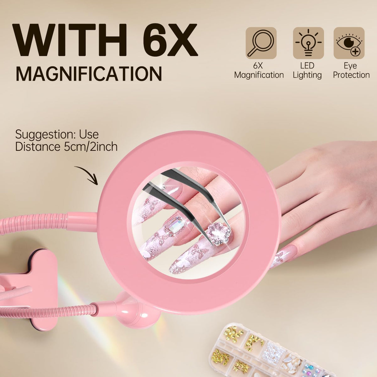 AORAEM LED UV Nail Lamp with adjustable brightness settings