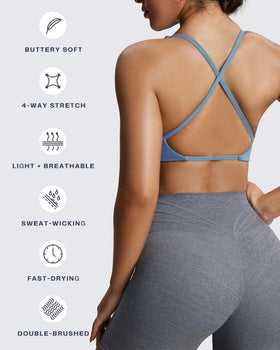 Aoxjox Sienna Twist Sports Bra flat lay on a surface