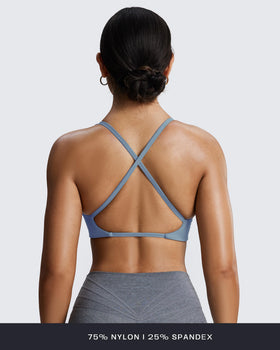 Aoxjox Sienna Twist Sports Bra Mykonos Blue side view showing padding