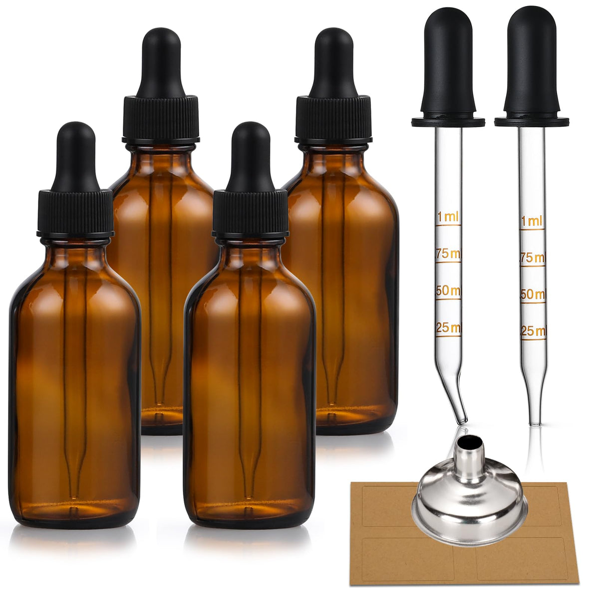 AOZITA amber glass dropper bottle front view