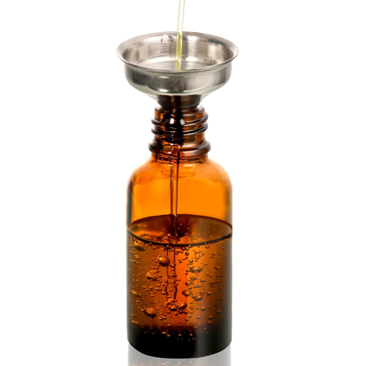 AOZITA bottles with funnel and labels on a table