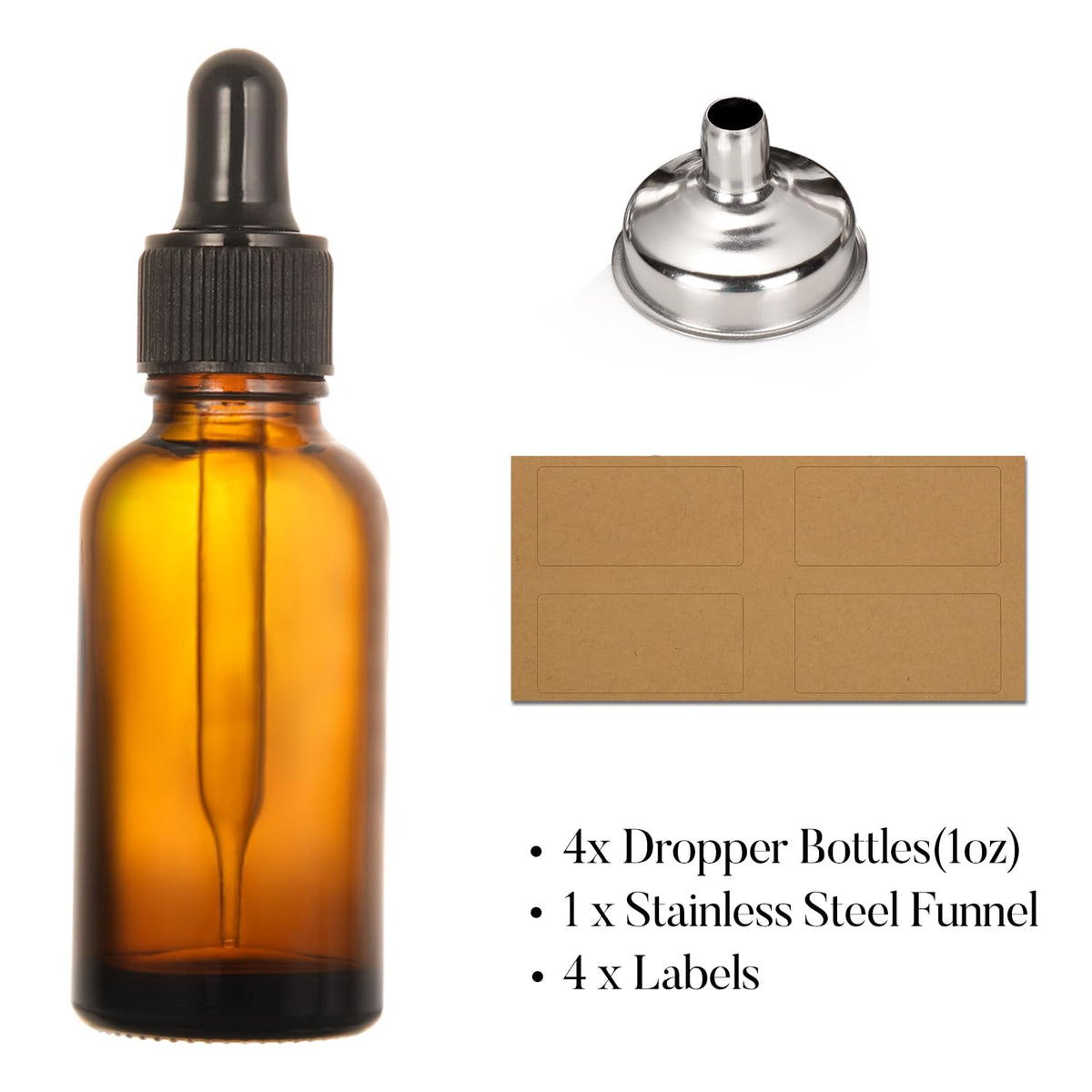AOZITA dropper bottles with kraft paper labels