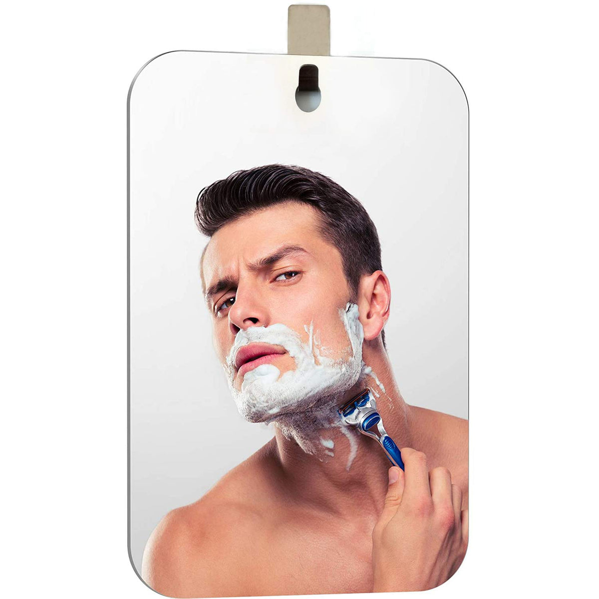 APHUIME Large Fogless Shower Mirror front view with hook