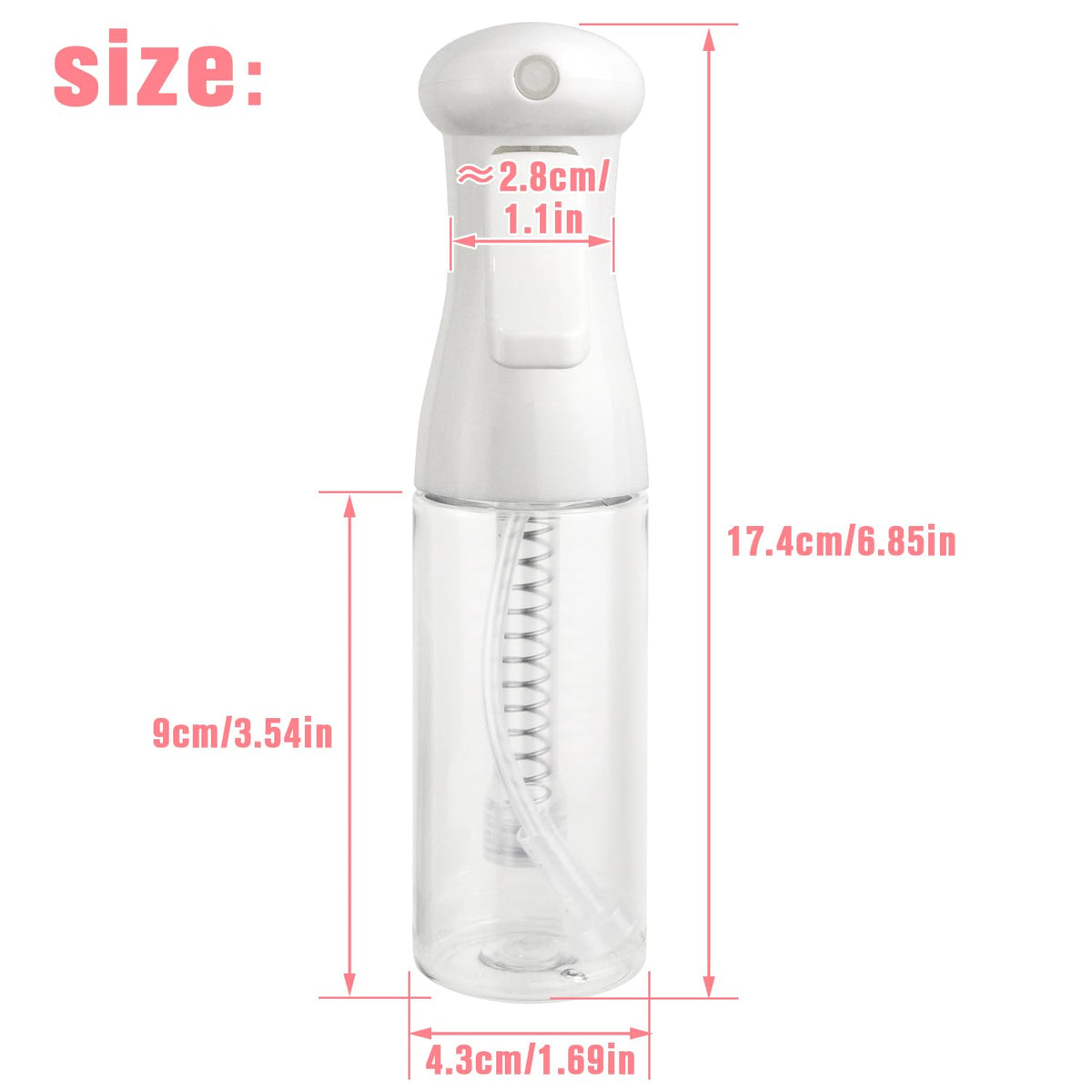 Apidgrowth Continuous Travel Spray Bottle side view showing nozzle