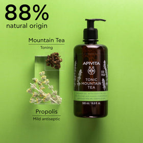 Apivita Tonic Mountain Tea Shower Gel with ingredients