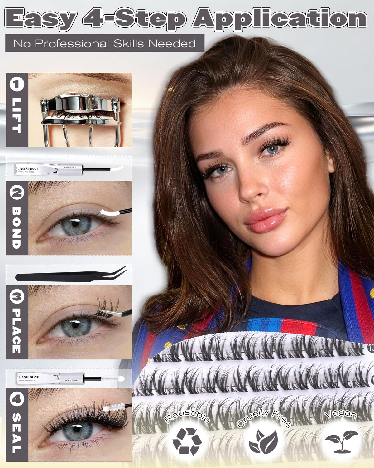 Application of ALICE Wispy Lash Clusters on model's eyes