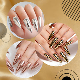 Application of Artdone chrome nail powder on nails