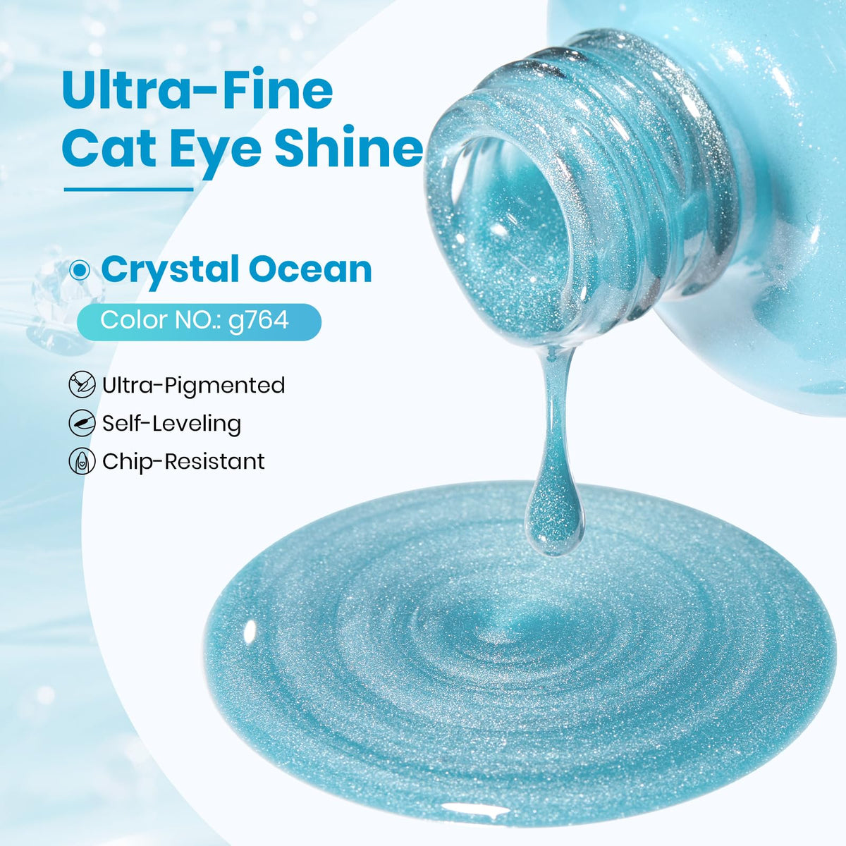 Application of Beetles blue cat eye gel polish with magnetic stick