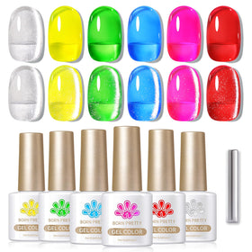Application of Born Pretty Neon Gel Nail Polish under UV lamp