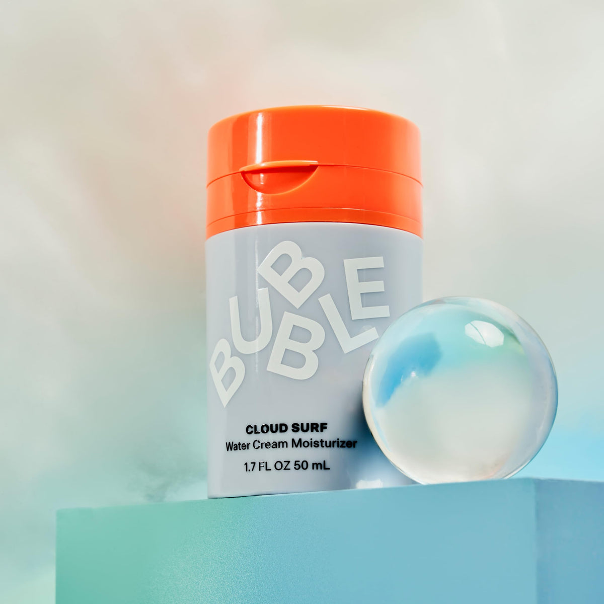 Application of Bubble Skincare Cloud Surf Water Cream on skin