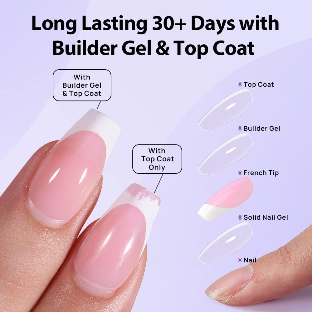 Application of builder gel on French tips