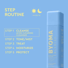 Application of BYOMA Blemish Acne Clearing Cleanser on skin