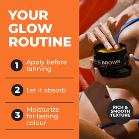 Application of BYROKKO Shine Brown Tanning Accelerator Lotion on skin