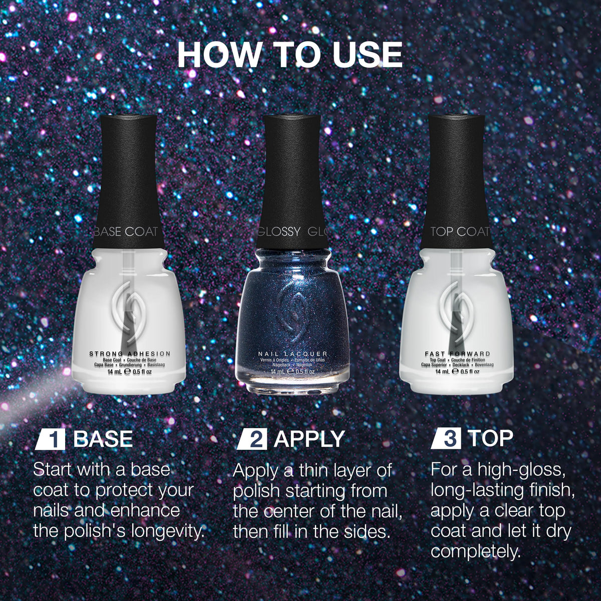 Application of China Glaze Fall From Grace nail polish on nails