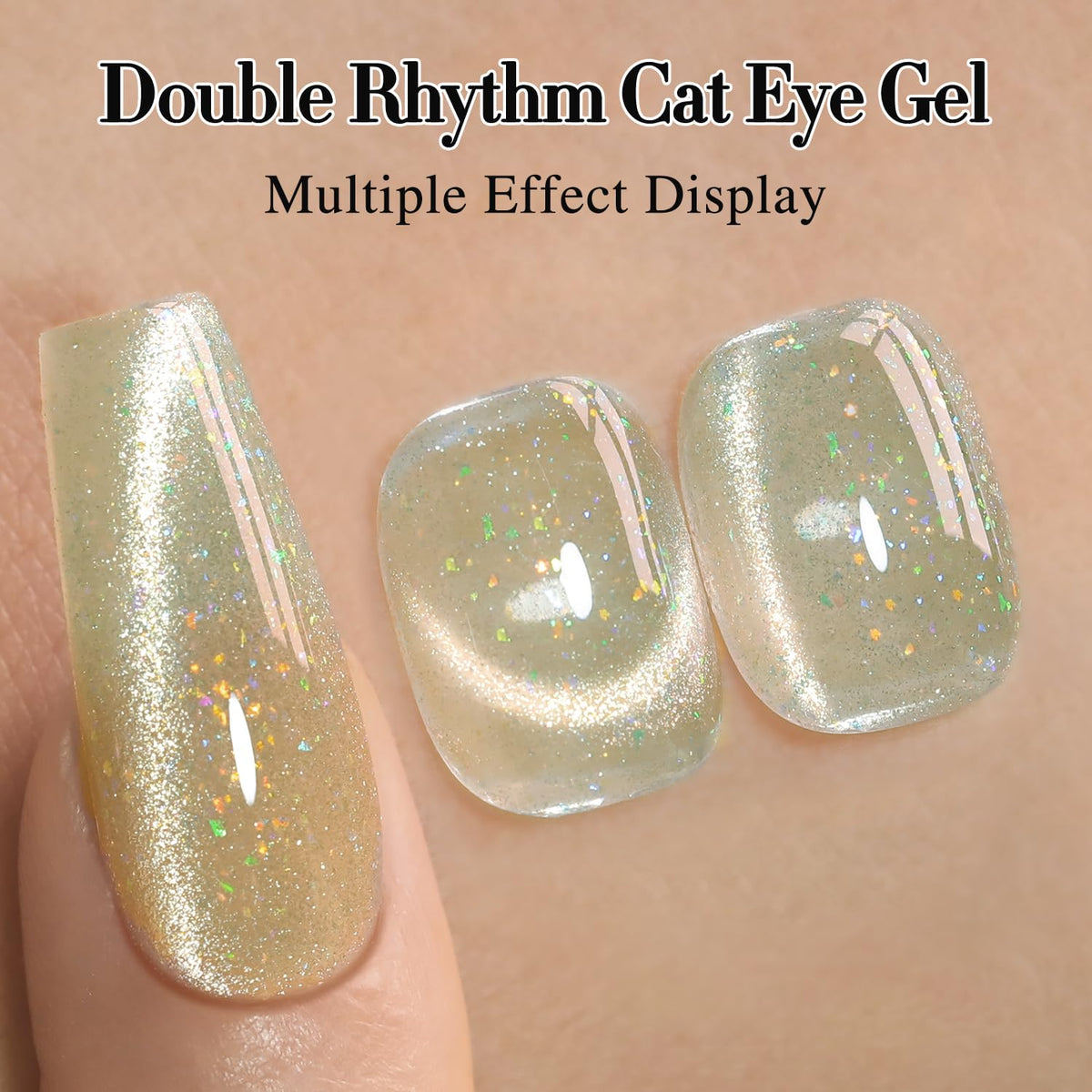 Application of Double Rhythm Cat Eye Gel Polish under UV lamp