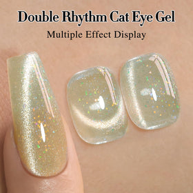 Application of Double Rhythm Cat Eye Gel Polish under UV lamp