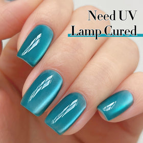 Application of Double Rhythm Cat Eye Gel Polish under UV lamp