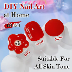 Application of Double Rhythm Deep Red Gel Polish on nails