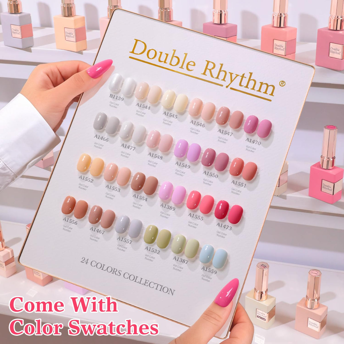 Application of Double Rhythm gel nail polish under UV lamp