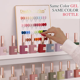 Application of Double Rhythm gel polish on nails with LED lamp