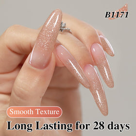 Application of Double Rhythm Glitter Gel Polish 15ml Nude Pink B1171